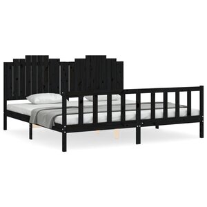 vidaXL Cadre de lit sans matelas noir 200x200 cm bois massif de pin