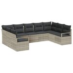vidaXL Ensemble de canapé de jardin 9 Pièces Gris clair Poly rotin