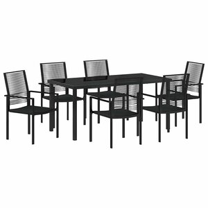 vidaXL Ensemble de salle à manger pour jardin 7 Pièces Noir