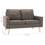Vidaxl canapé à 2 places taupe tissu