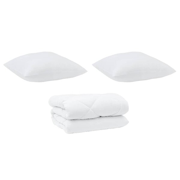 vidaXL Couette avec Oreillers 3 Pièces Blanc Microfibre et Plumes D'oie