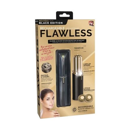 FLAWLESS - Epilateur Visage - USB Rechargeable - 2 Tetes de Remplacement - élimine le duvet en douceur en un instant - Noir