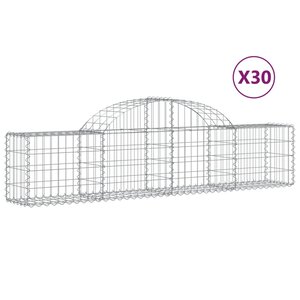 vidaXL Paniers à gabions arqués 30 Pièces 200x30x40/60 cm Fer galvanisé