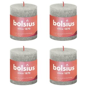 Bolsius Bougies pilier rustiques Shine 4 Pièces 80x68 mm Gris sableux