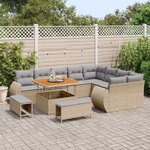 vidaXL Ensemble de canapé de jardin 12 Pièces Beige polyrotin