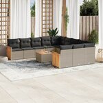 vidaXL Salon de jardin avec coussins 12 Pièces gris résine tressée