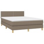 vidaXL Sommier à lattes de lit avec matelas LED Taupe 140x200 cm Tissu