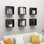 vidaXL Étagères cube murales 6 Pièces noir 30x15x30 cm