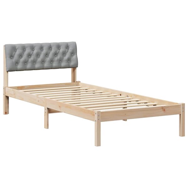 vidaXL Cadre de lit avec tête de lit Marron et gris clair 90 x 190 cm
