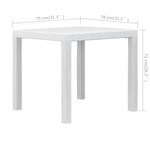 vidaXL Table de jardin Blanc 79x79x72 cm Plastique Aspect de rotin