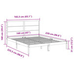 vidaXL Cadre de lit extra long sans matelas 160x220 cm bois massif