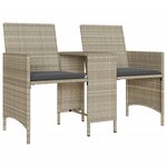 vidaXL Canapé de jardin 2 places avec table tabourets gris clair rotin