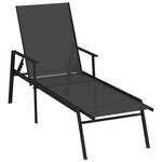 vidaXL Chaise longue Acier et tissu textilène Noir