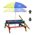 AXI Table de pique-nique à sable et eau et parasol Nick Arc-en-ciel