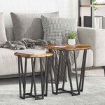 vidaXL Ensemble de tables d'appoint 2 Pièces Chêne fumé et noir