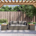 vidaXL Tables d'appoint de jardin 2 Pièces gris rotin bois massif
