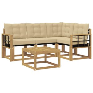 vidaXL Ensemble de canapés d'extérieur 5 Pièces Blanc et Beige
