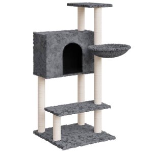 vidaXL Arbre à chat avec griffoirs en sisal Gris foncé 108 5 cm