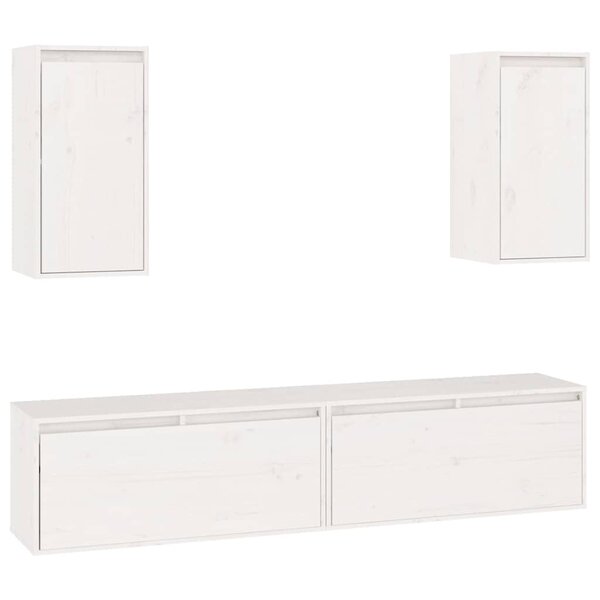 vidaXL Meubles TV 4 Pièces Blanc Bois massif de pin