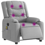 vidaXL Fauteuil de massage inclinable électrique gris clair tissu