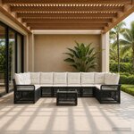 vidaXL Ensemble de canapé de jardin 11 pc Noir polyrotin