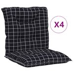 vidaXL Coussins de chaise à dossier bas lot de 4 noir à carreaux tissu