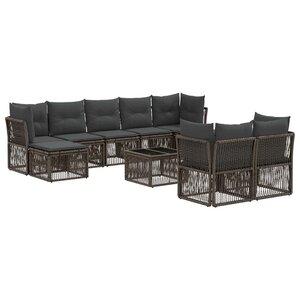 vidaXL Ensemble de canapé de jardin 10 pc Gris polyrotin