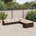 vidaXL Salon de jardin 10 Pièces avec coussins marron résine tressée