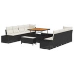vidaXL Ensemble de canapé de jardin avec coussin 11 Pièces Noir  Crème