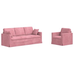 vidaXL Canapé 2 Pièces Rose 198 x 78 x 80 cm Velours