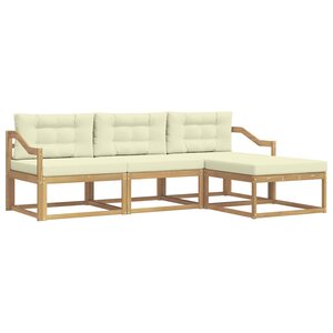 vidaXL Ensemble de canapés d'extérieur 4 Pièces Blanc et crème Polyester