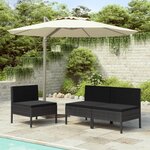 vidaXL Chaises de jardin 3 Pièces avec coussins Résine tressée Noir