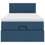 vidaXL Lit ottoman avec matelas et LED Bleu 90x200 cm Tissu