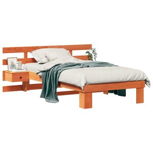 vidaXL Cadre de lit avec tête de lit Brun cire 90 x 200 cm Pin massif