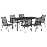 vidaXL Ensemble de salle à manger pour jardin 7 Pièces Noir