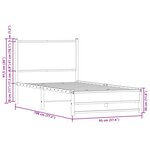 vidaXL Cadre de lit en métal sans matelas chêne fumé 90x190 cm