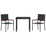 vidaXL Ensemble de salle à manger pour jardin 3 Pièces Noir Poly rotin