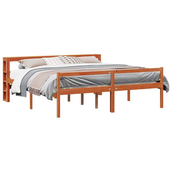vidaXL Cadre de lit avec stockage 2 Pièces Cire marron Bois de Pin Massif