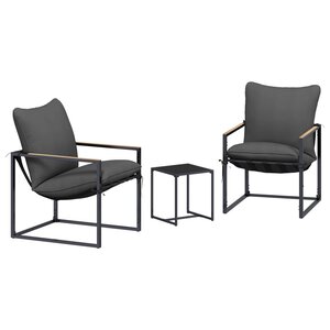 vidaXL Ensemble de canapé de jardin 3 Pièces Noir et anthracite Acier