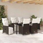 vidaXL Ensemble de salle à manger pour jardin 7 Pièces Marron Poly rotin