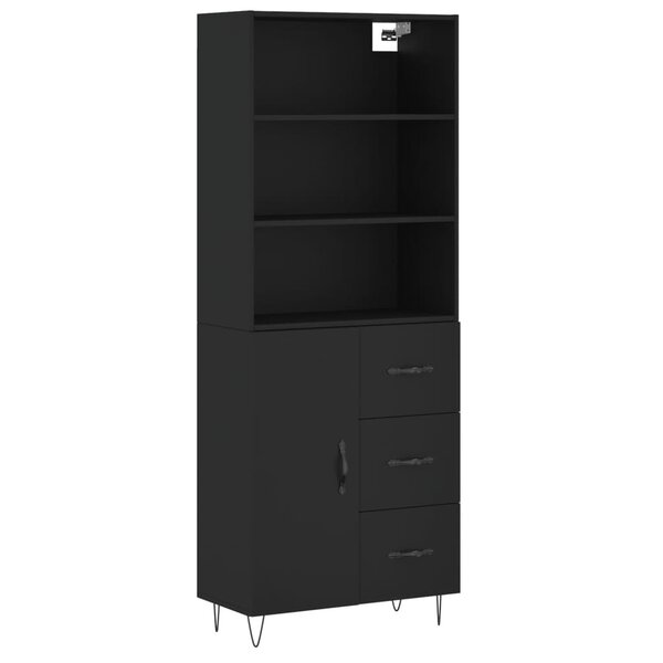 vidaXL Buffet haut Noir 69 5x34x180 cm Bois d'ingénierie