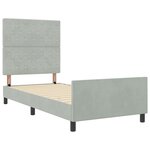 vidaXL Cadre de lit avec tête de lit Gris clair 90 x 200 cm Velours