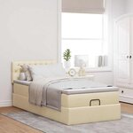 vidaXL Lit ottoman avec matelas et LED crème 90x200 cm tissu
