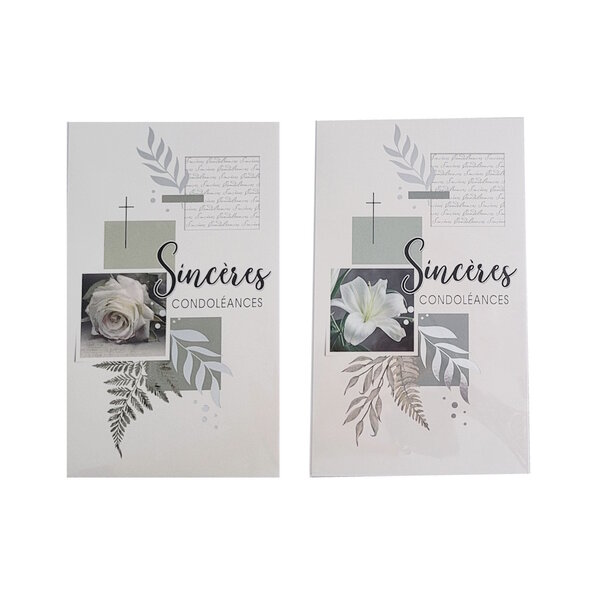 Carte De Voeux -  Sincères Condoléances - Fleurs Visuel Aléatoire*