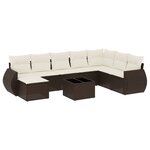vidaXL Salon de jardin avec coussins 9 Pièces marron résine tressée
