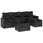 vidaXL Salon de jardin 6 Pièces avec coussins noir résine tressée