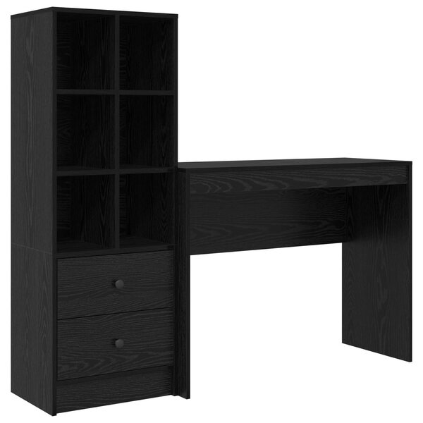 vidaXL Bureau avec tiroir avec étagère avec stockage 2 Pièces Chêne noir