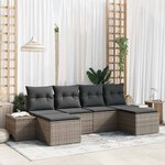 vidaXL Ensemble de canapé de jardin avec coussin 6 Pièces Gris Poly rotin