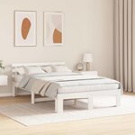 vidaXL Cadre de lit avec tête de lit Blanc 120 x 190 cm Pin massif