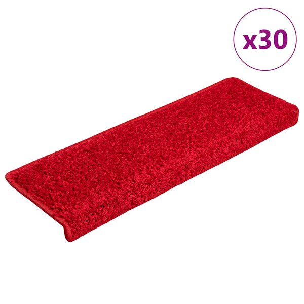 vidaXL Tapis d'escalier 30 pièces 65 x 21 x 4 cm Bordure rectangulaire rouge